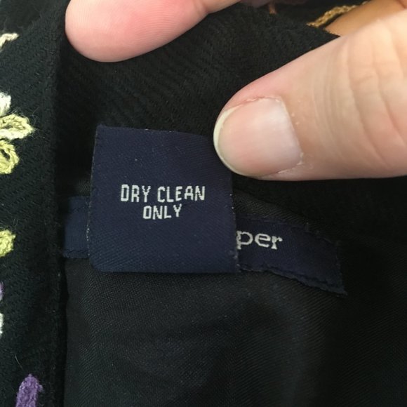 Boston Proper Black Floral Embroidered Sweater Jacket, Blazer, Mandarin Collar M - Picture 9 of 9